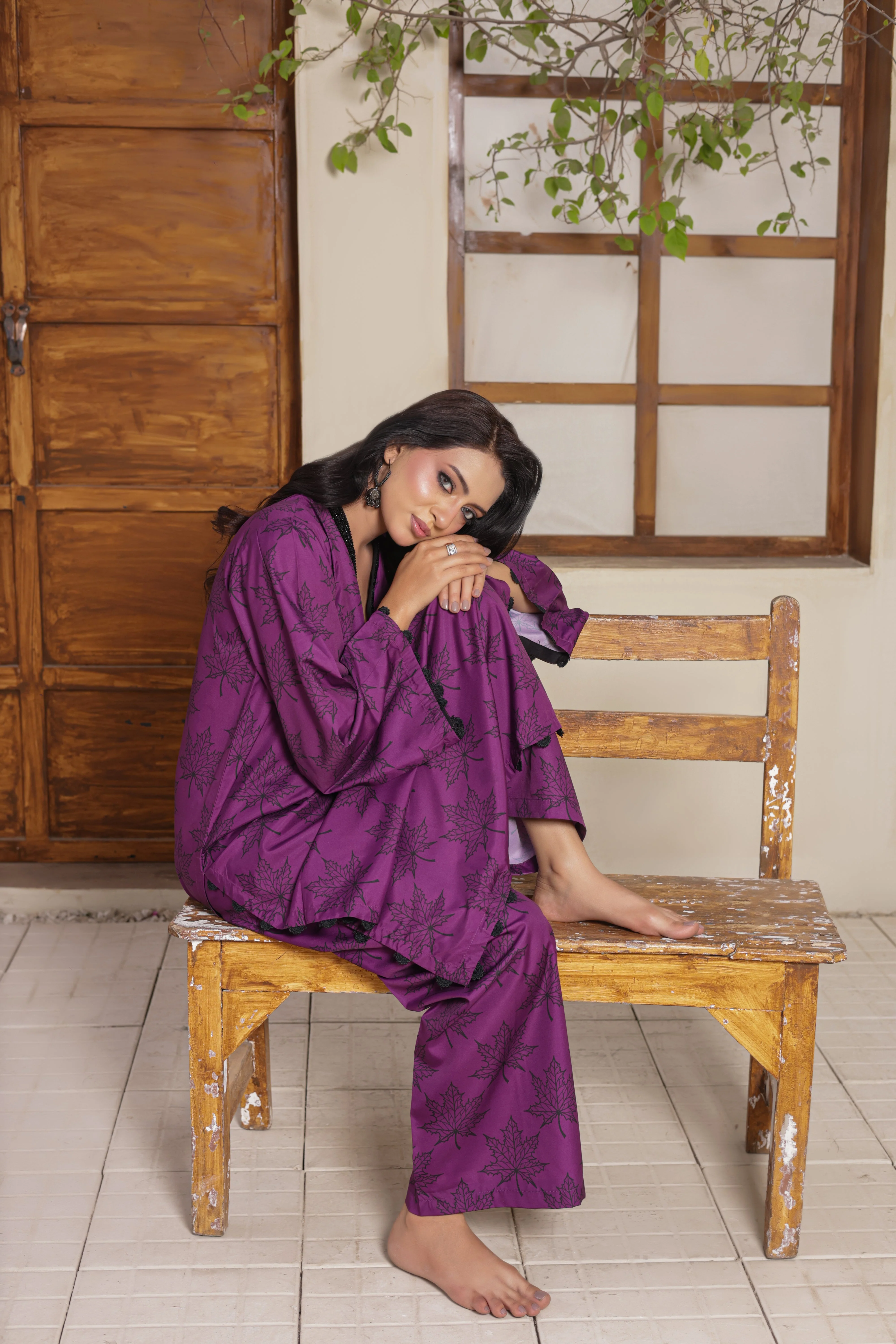 Madiha Gohar Stitched 2 Piece Suit-LAYN Plum - Image 5