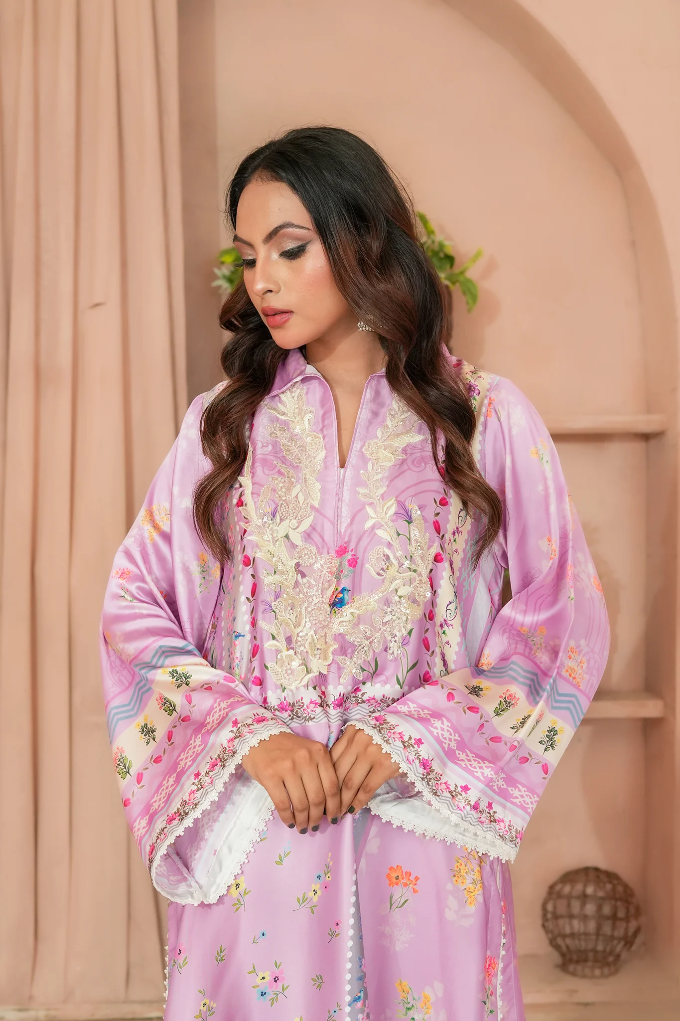 Silk Affair by Madiha Gohar Stitched Summer Suit-Lilac Grace - Image 5