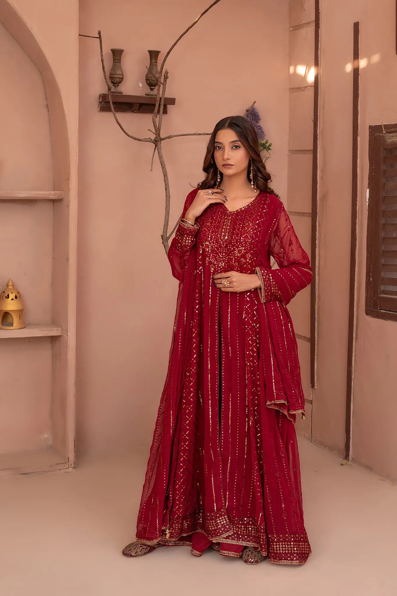 Noor E Mahal by Madiha Gohar Stitched Formals Suit-Mah e Rukh | 3pc Embriodered - Image 2