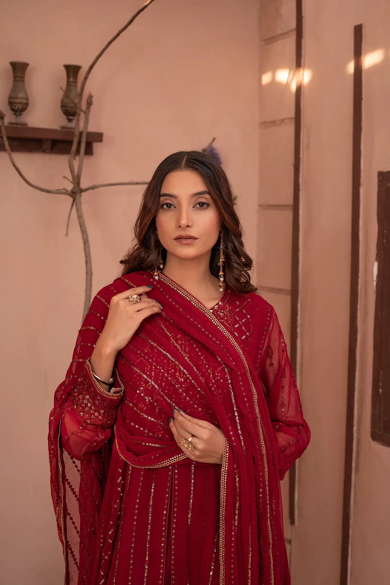 Noor E Mahal by Madiha Gohar Stitched Formals Suit-Mah e Rukh | 3pc Embriodered - Image 5