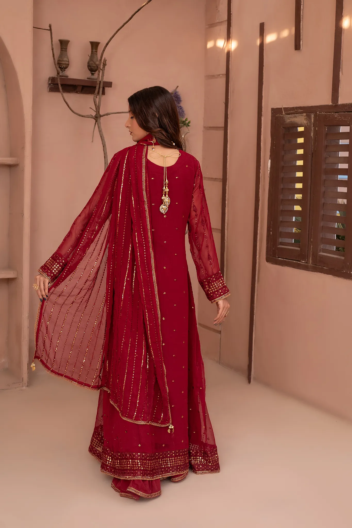 Noor E Mahal by Madiha Gohar Stitched Formals Suit-Mah e Rukh | 3pc Embriodered - Image 7