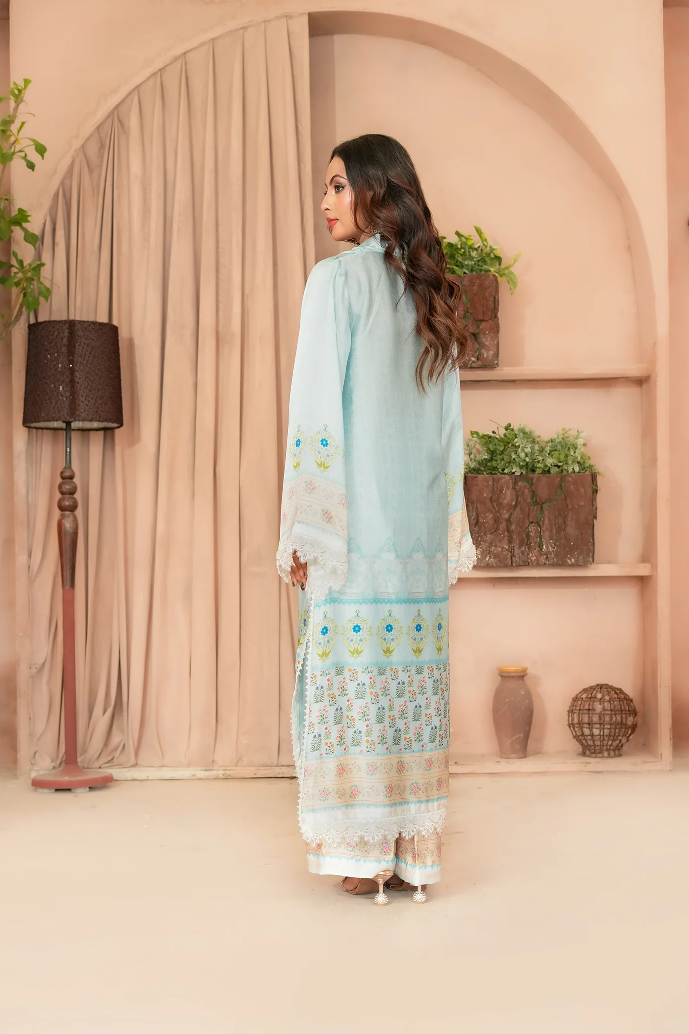 Silk Affair by Madiha Gohar Stitched Summer Suit-Mint Mirage - Image 8
