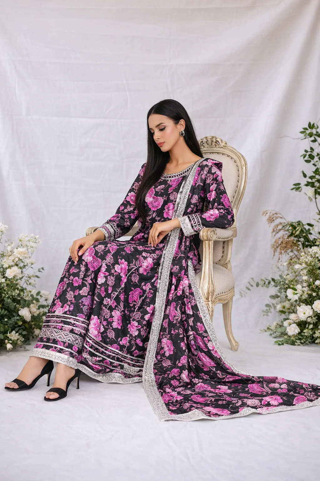 Noor E Mahal by Madiha Gohar Stitched Summer Suit-Noor e Gulzar | Premium Swiss Dress - Image 3