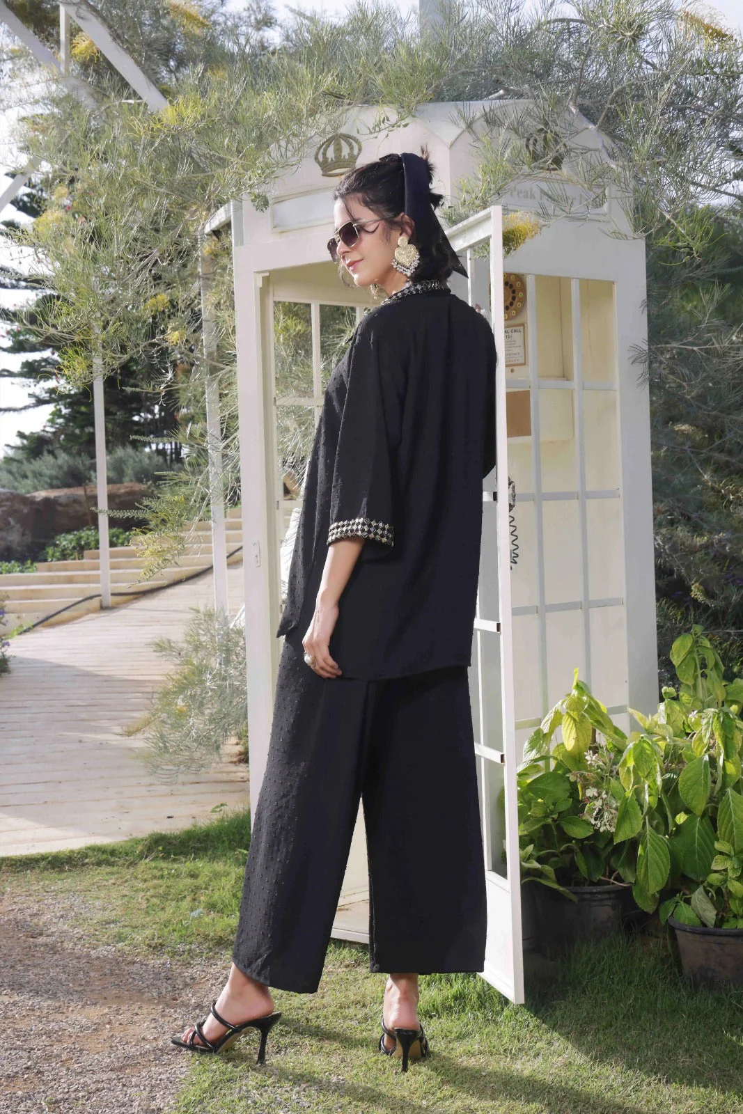 Luxe Noir by Madiha Gohar Stitched Summer Suit-Radiance Glimmer - Image 4