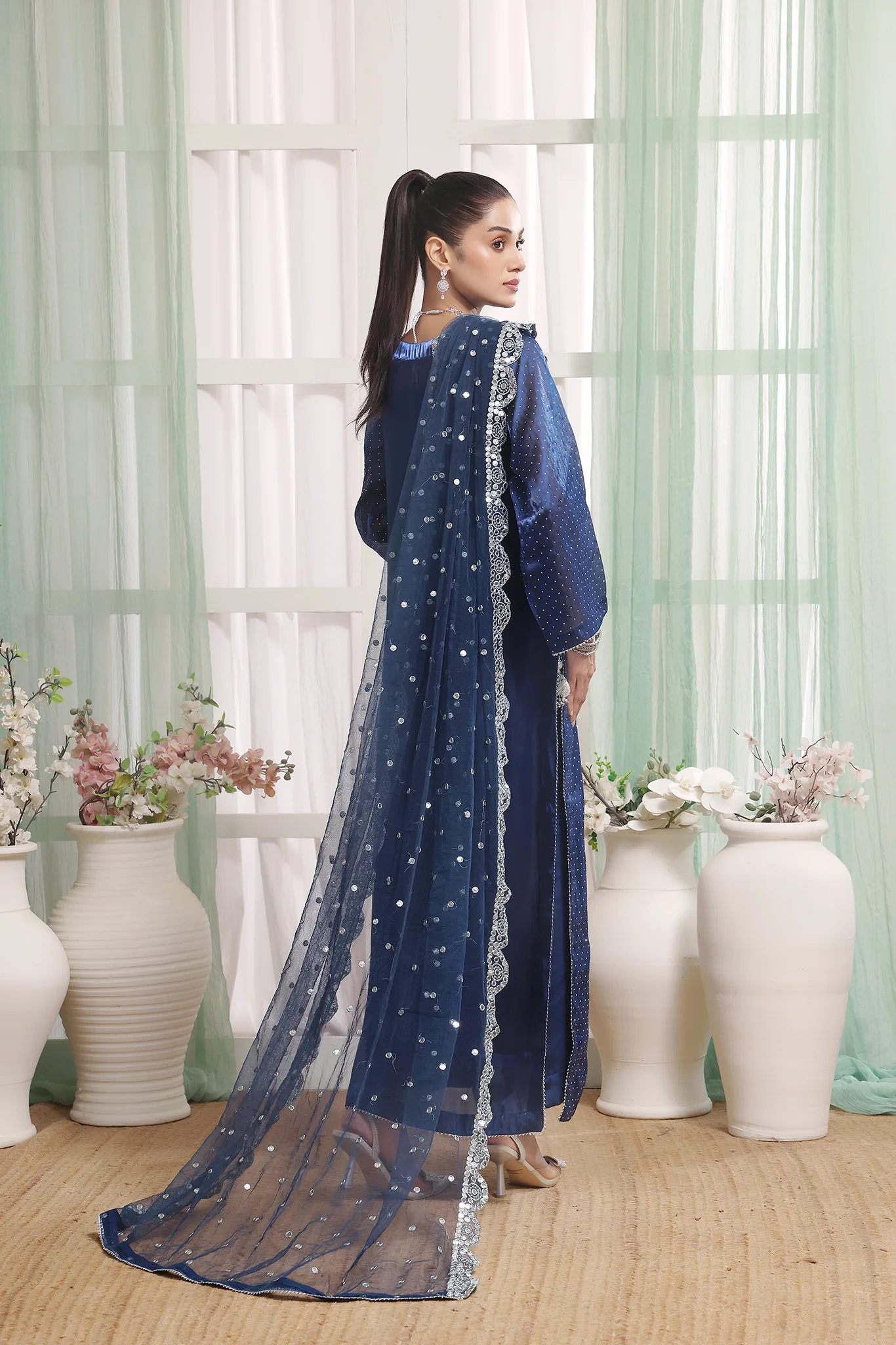 Silk Affair by Madiha Gohar Stitched Formals Suit-Royal Sapphire - Image 4