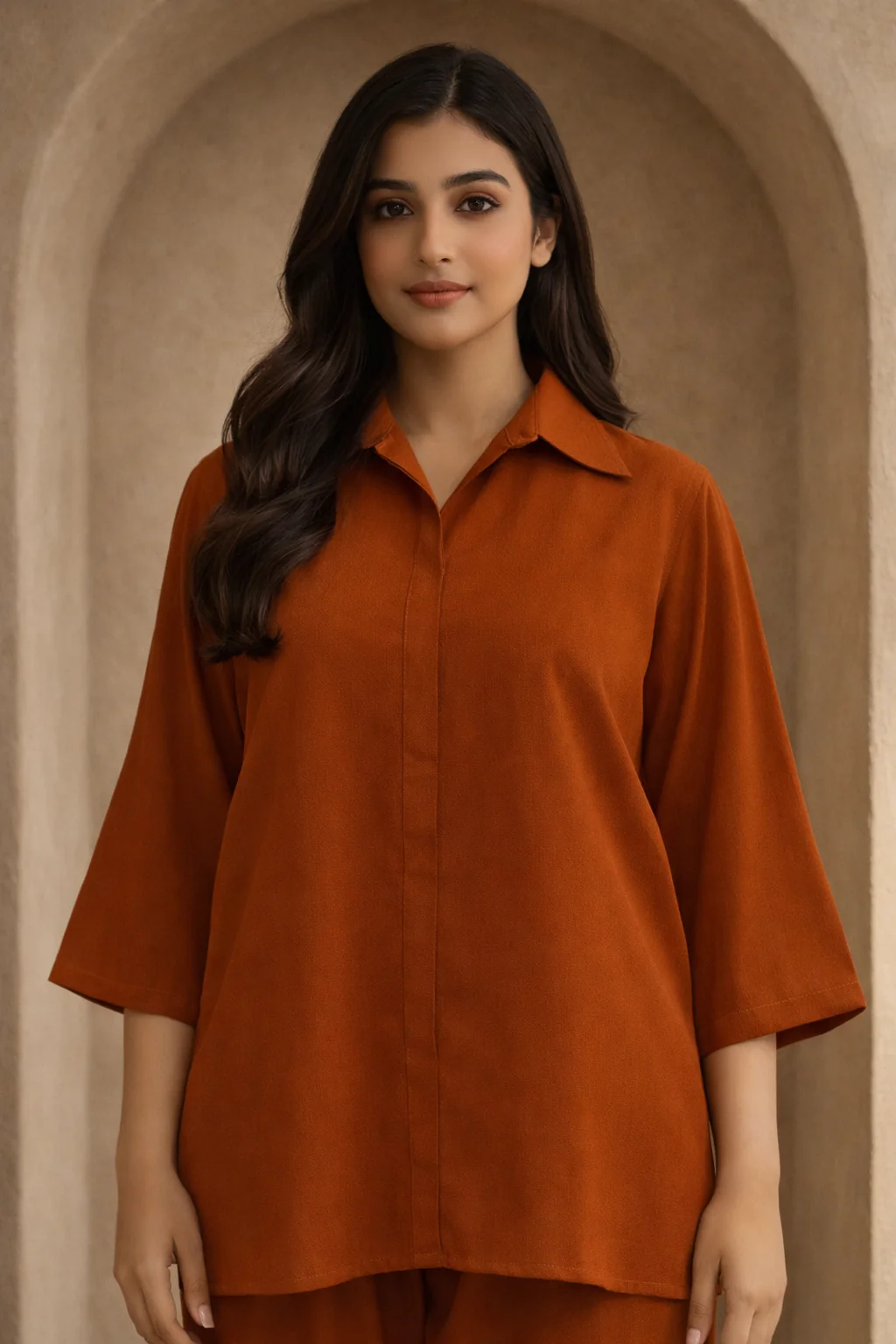MG Casuals by Madiha Gohar Stitched Summer Suit-Stone Age - Coord Set - Image 2