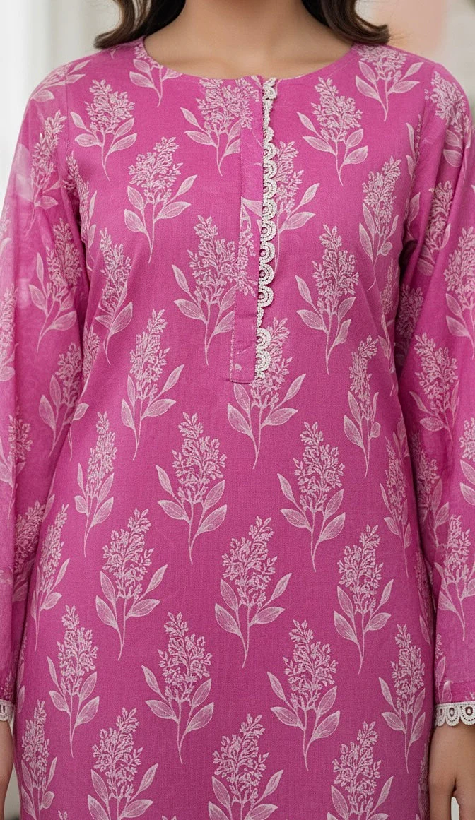 Ahlam By Safa Textile Magenta-Printed  Co-Ord-Set - Image 2
