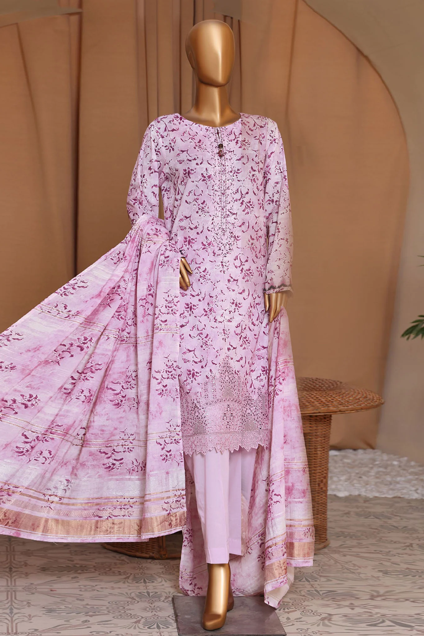 Mahee By HZ Unstitched 3 Piece Emb Cotton Lawn Suit-MEJ-901