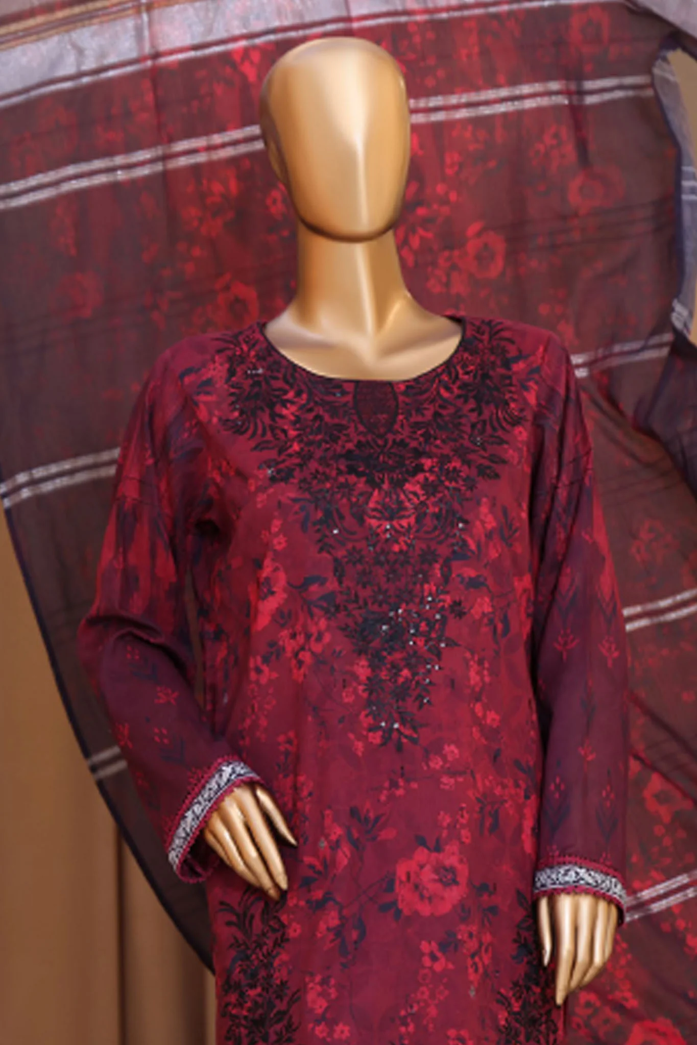 Mahee By HZ Unstitched 3 Piece Emb Cotton Lawn Suit-MEJ-906 - Image 2