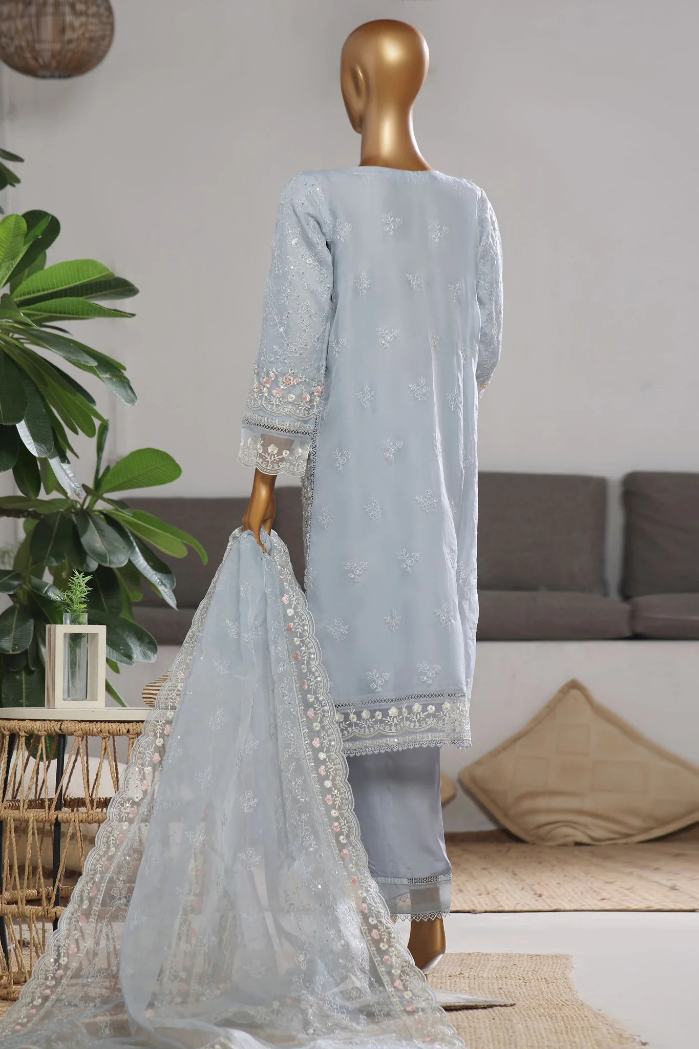 Mahpara By Sada Bahar Stitched 3 Piece Festive Formals Vol-09 Suit-AG-26-Sky Blue - Image 3