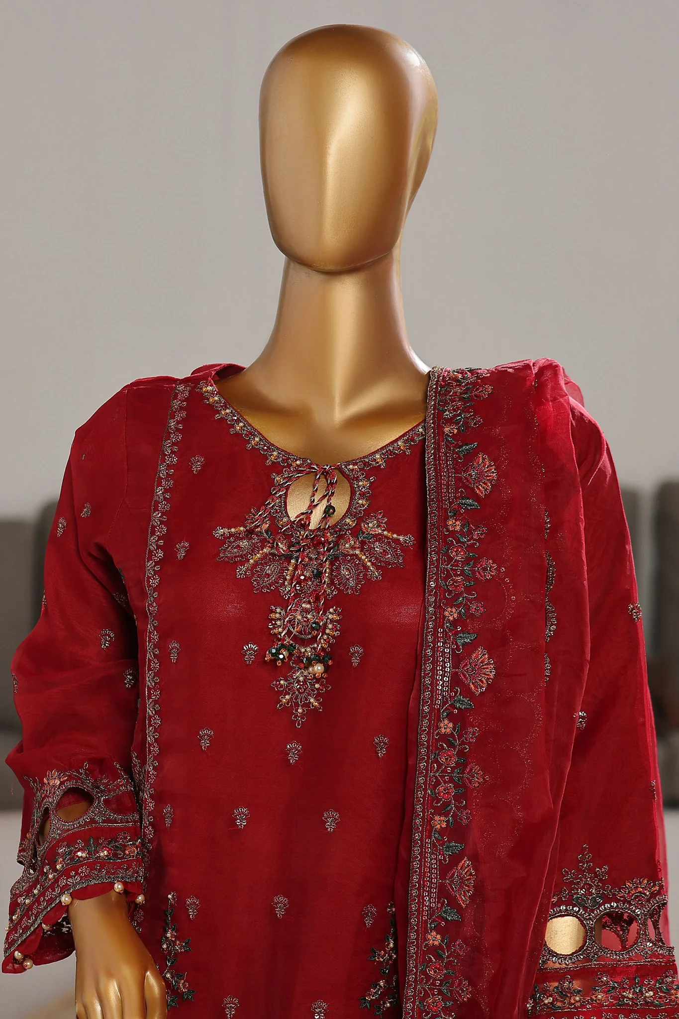 Mahpara By Sada Bahar Stitched 3 Piece Festive Formals Vol-09 Suit-B-22-Maroon - Image 2