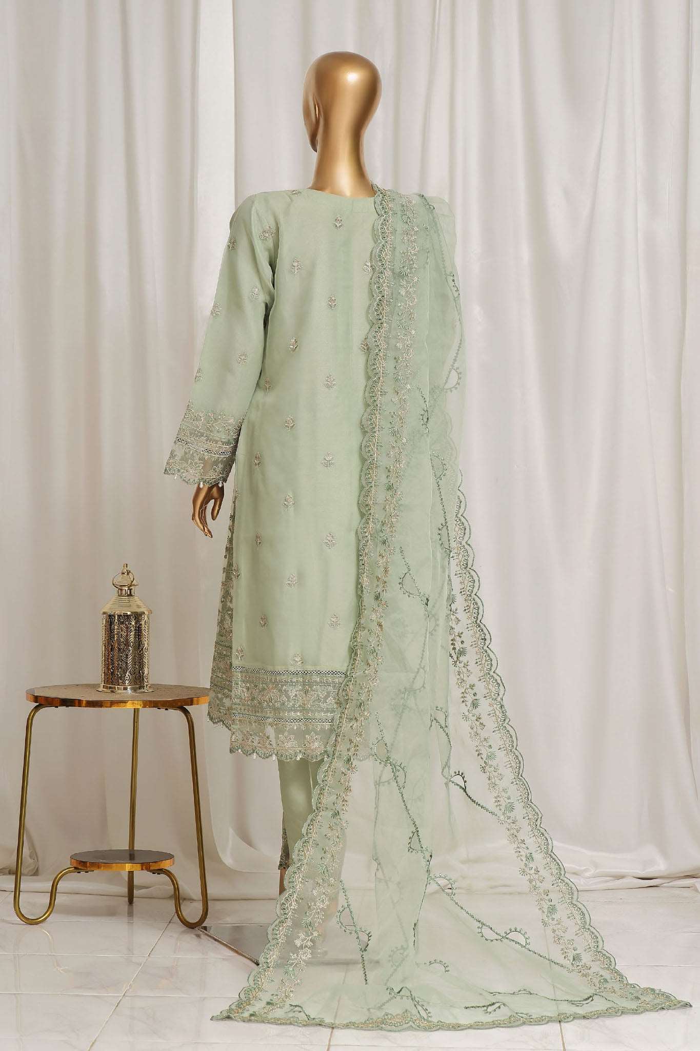 Mahpara By Sada Bahar Stitched 3 Piece Festive Formals Vol-12 Suit-AG-28-Mint - Image 2