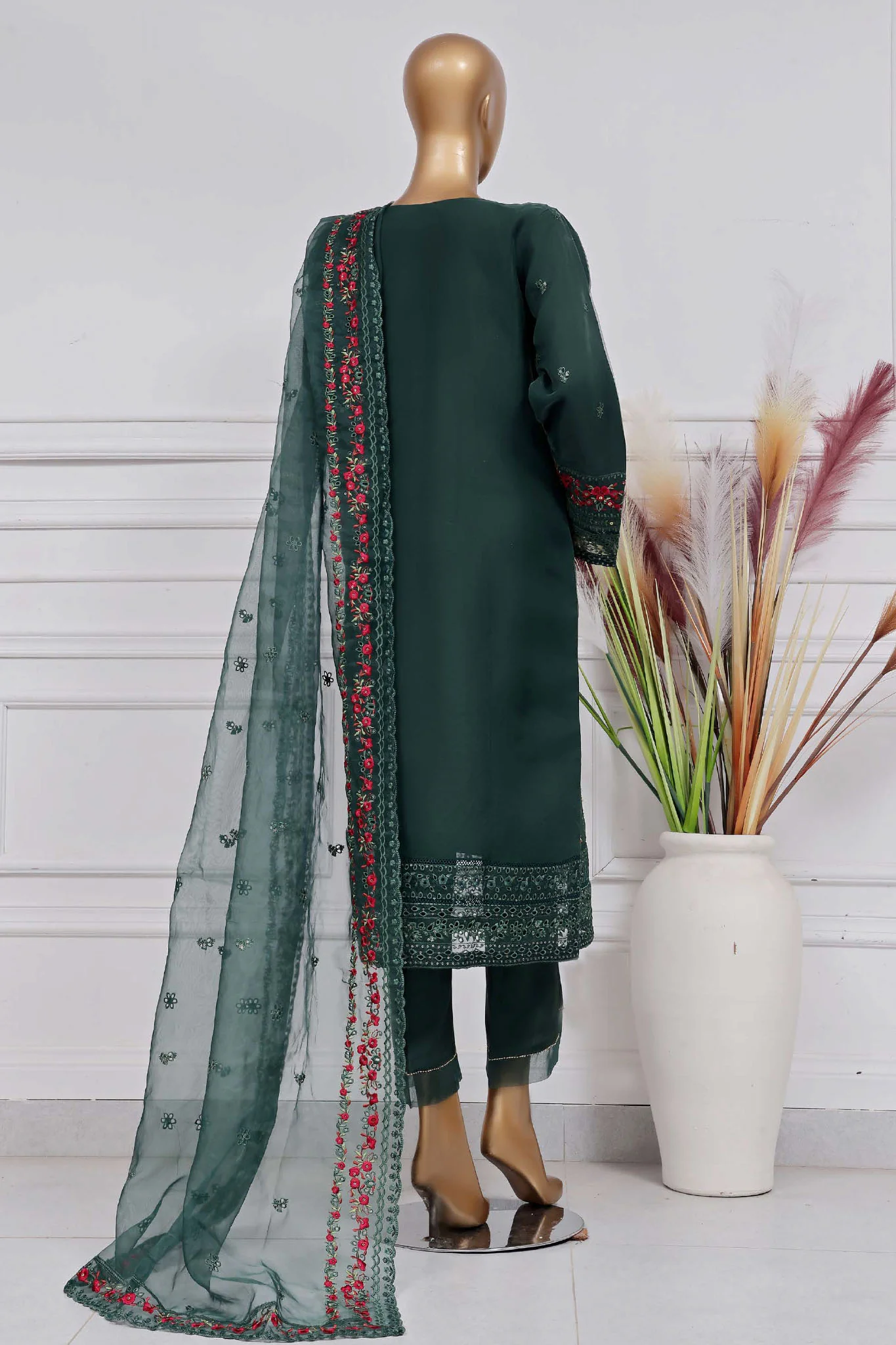 Mahpara by Sada Bahar Stitched 3 Piece Festive Formals Vol-15 Collection-AG-30-Green - Image 3