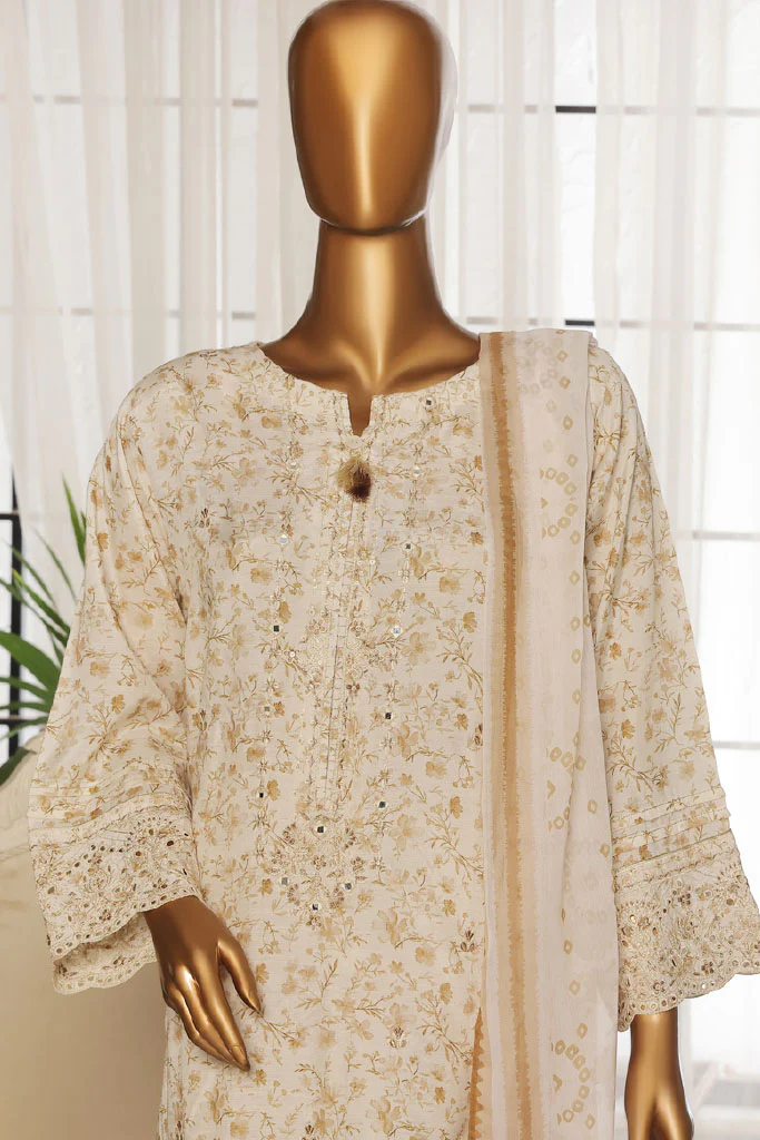 Majestic By HZ Stitched 3 Piece Festive Emb Silk Suit-RTE-012 - Image 2