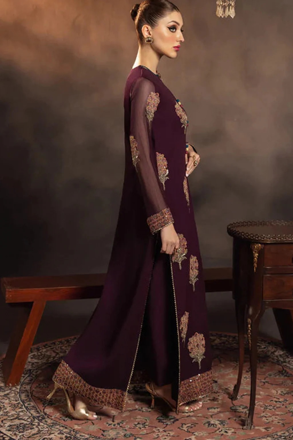 Meeral Stitched 3 Piece Luxury Formals Pret Suit-Maliha - Meeral Luxe - Image 4