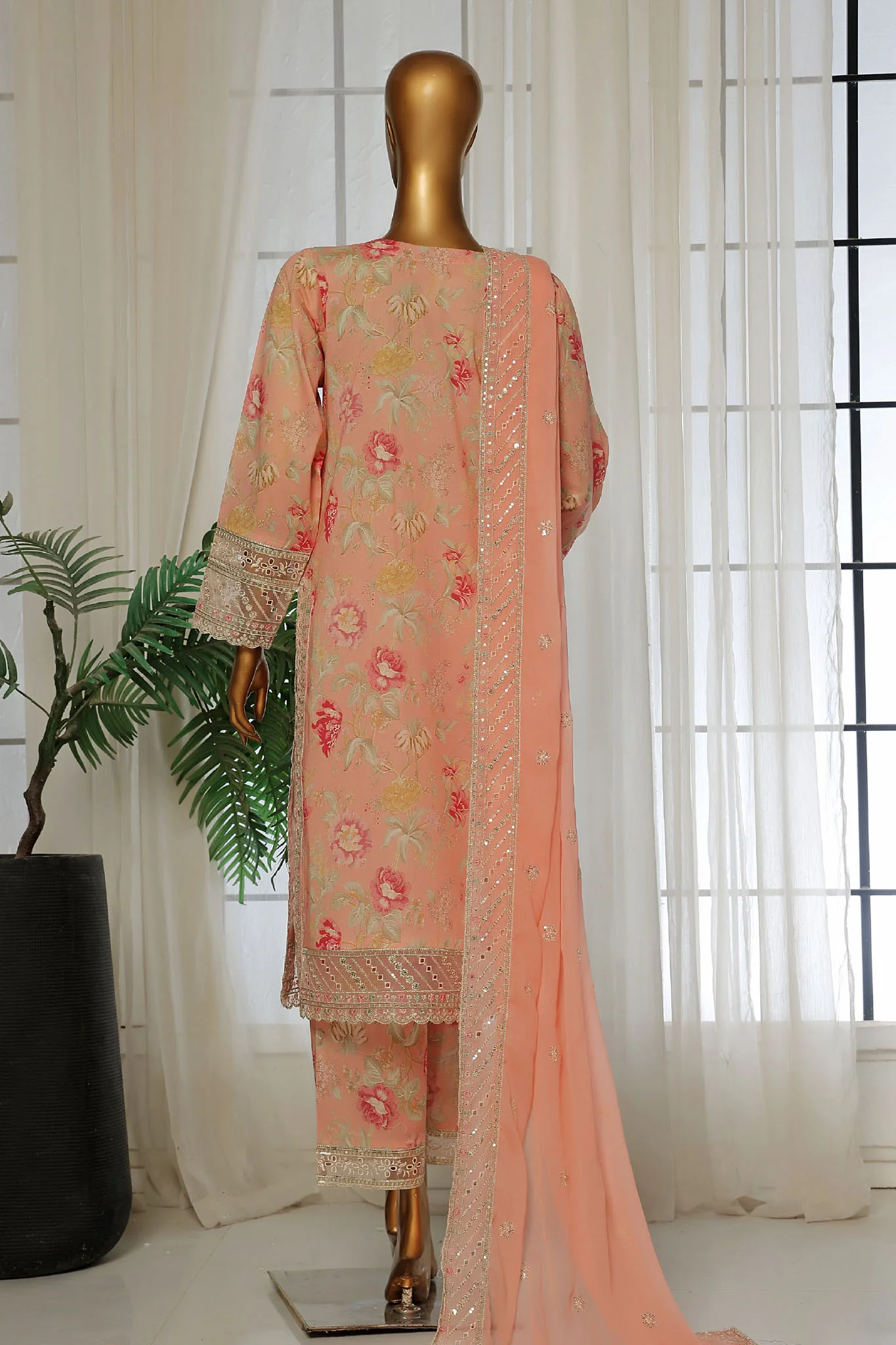Malika By Sada Bahar Stitched 3 Piece Emb Festive Vol-02 Suit-D-62-Pink - Image 3