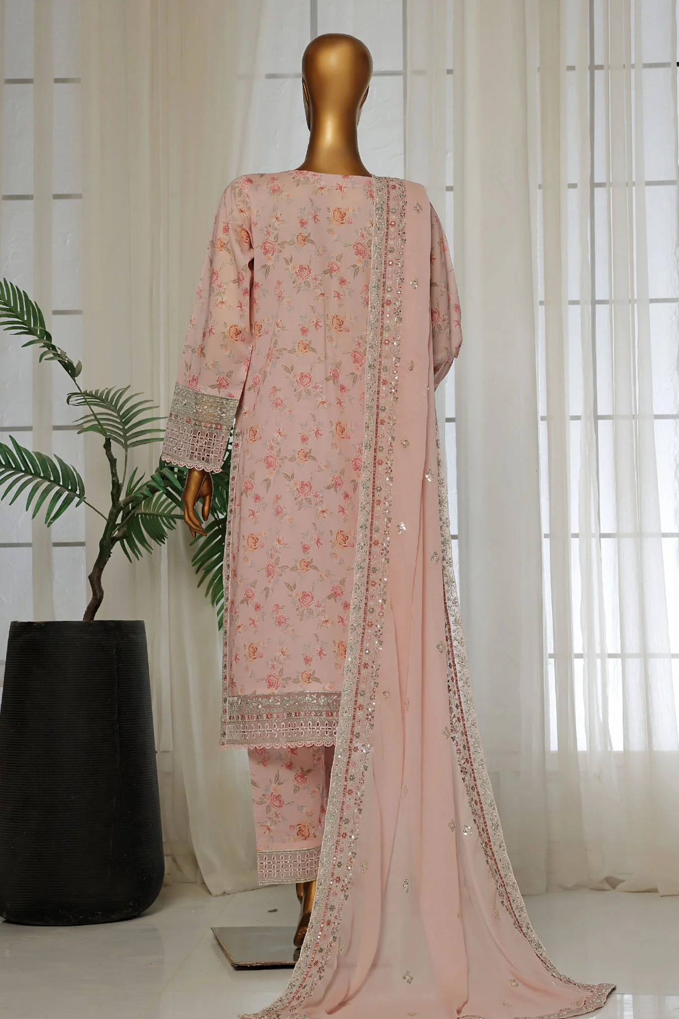 Malika By Sada Bahar Stitched 3 Piece Emb Festive Vol-02 Suit-D-64-Pink - Image 3