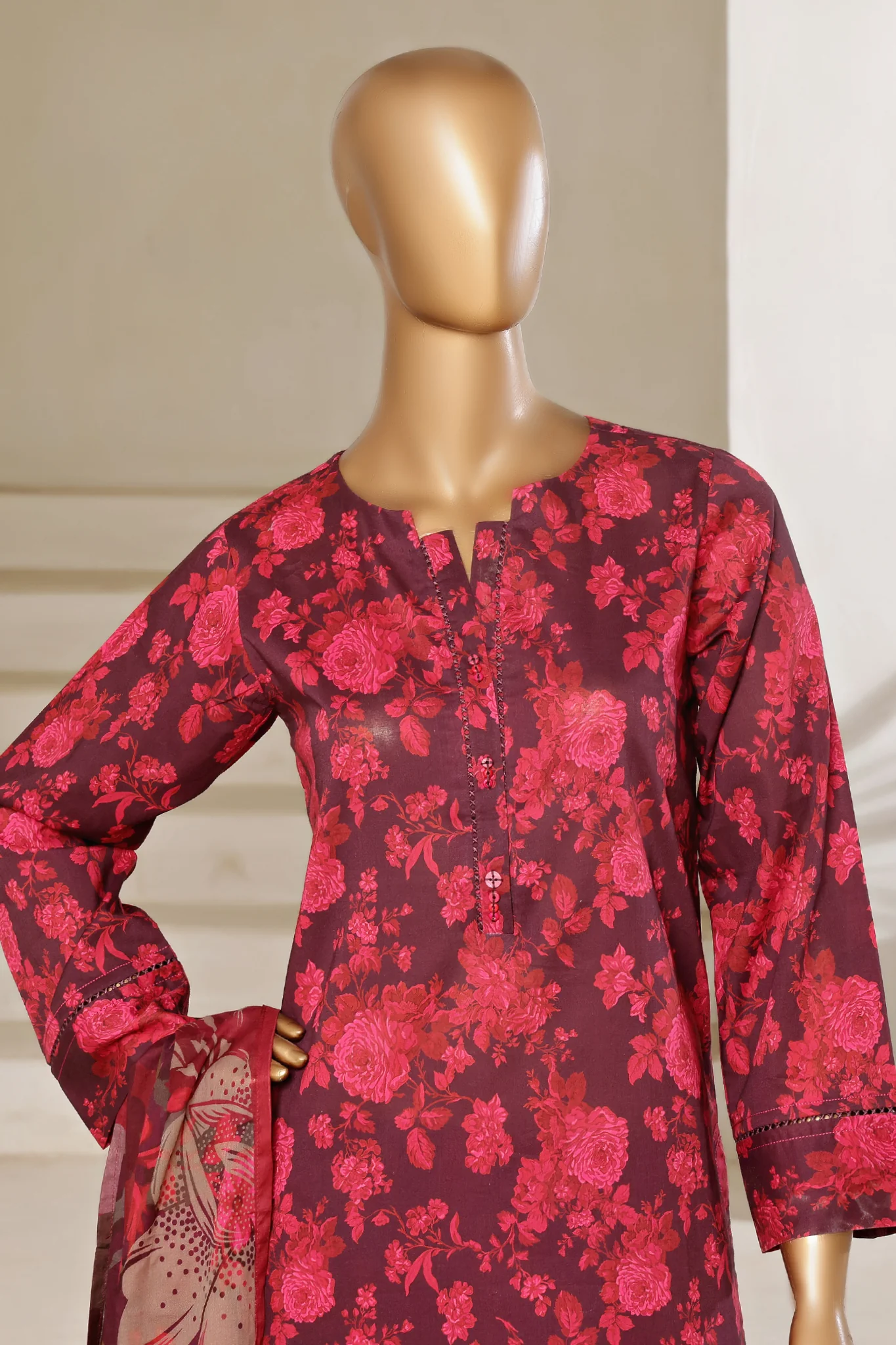 Sada Bahar Stitched 3 Piece Printed Lawn With Farshi Shalwar Suit-D-240-Falsa - Image 2