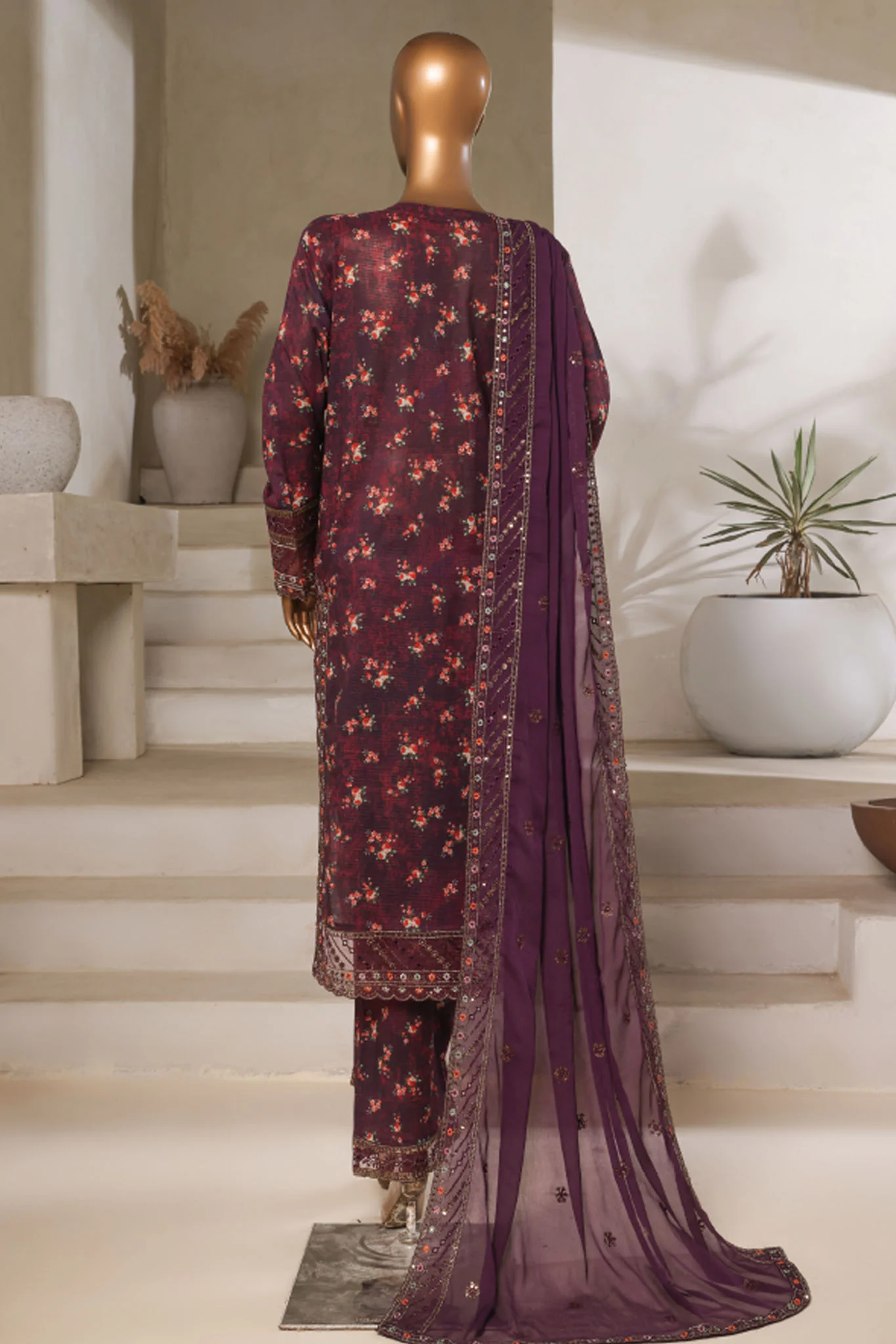 Malika By Sada Bahar Stitched 3 Piece Emb Festive Vol-05 Suit-EMB-2125-Falsa - Image 3