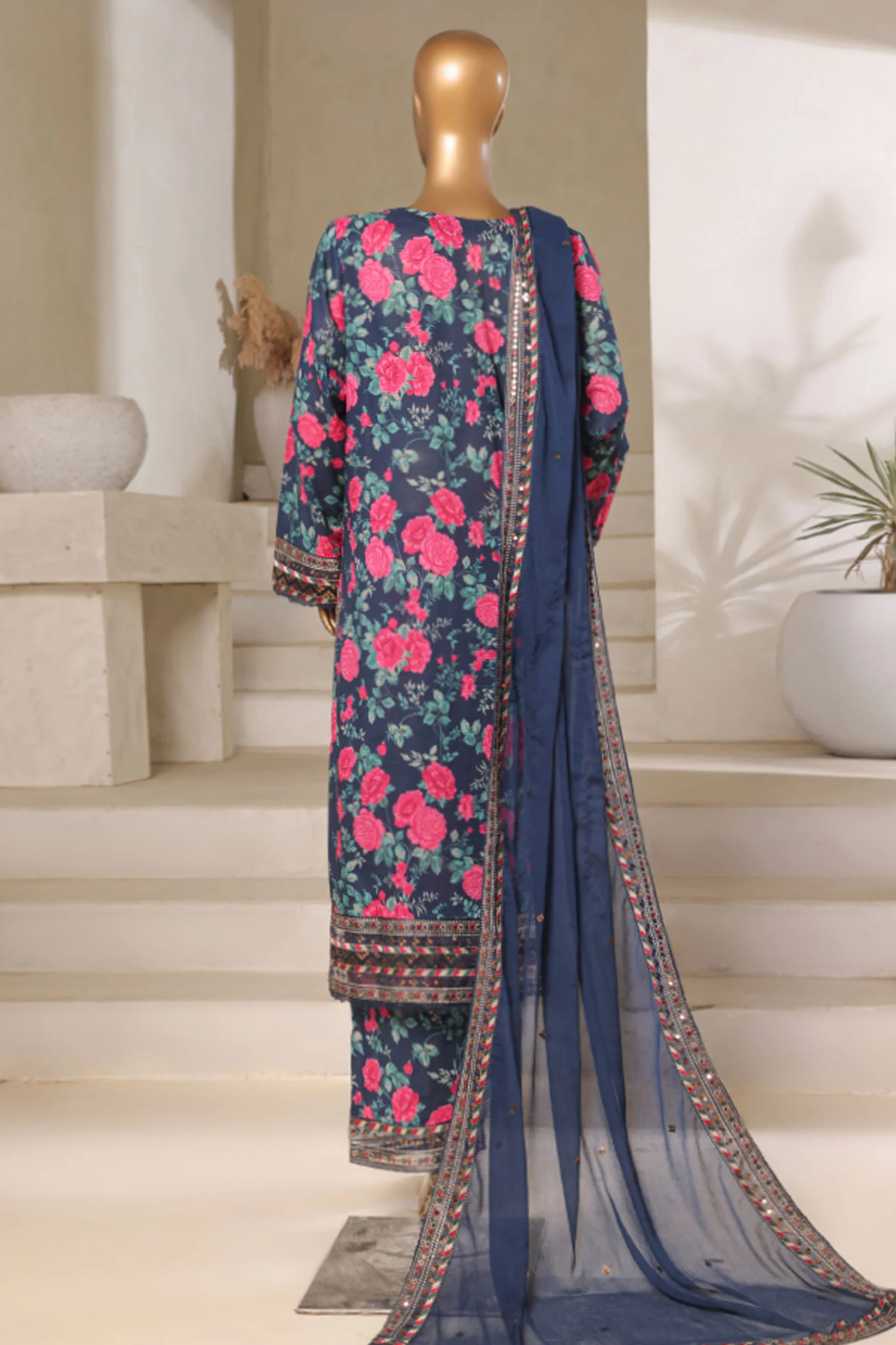 Malika By Sada Bahar Stitched 3 Piece Emb Festive Vol-05 Suit-EMB-2127-Blue - Image 3