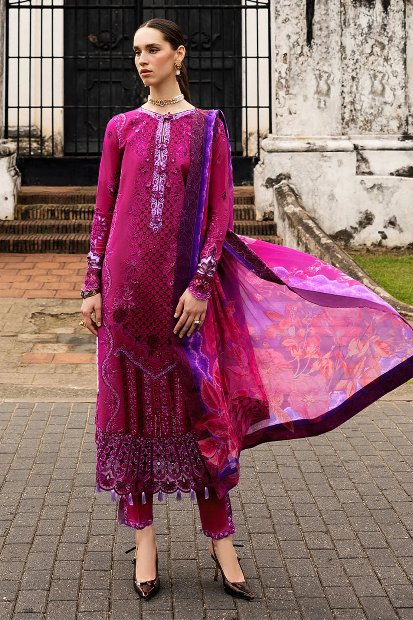 Manaram By Mushq Unstitched 3 Piece Luxury Lawn Suit-MUN-14-Dreamy Whirl - Image 4