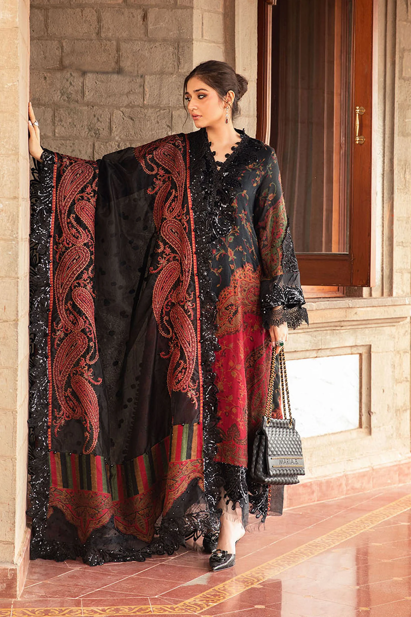 Maria B Unstitched 3 Piece Winter Luxe Suit-LN-1204 - Image 4