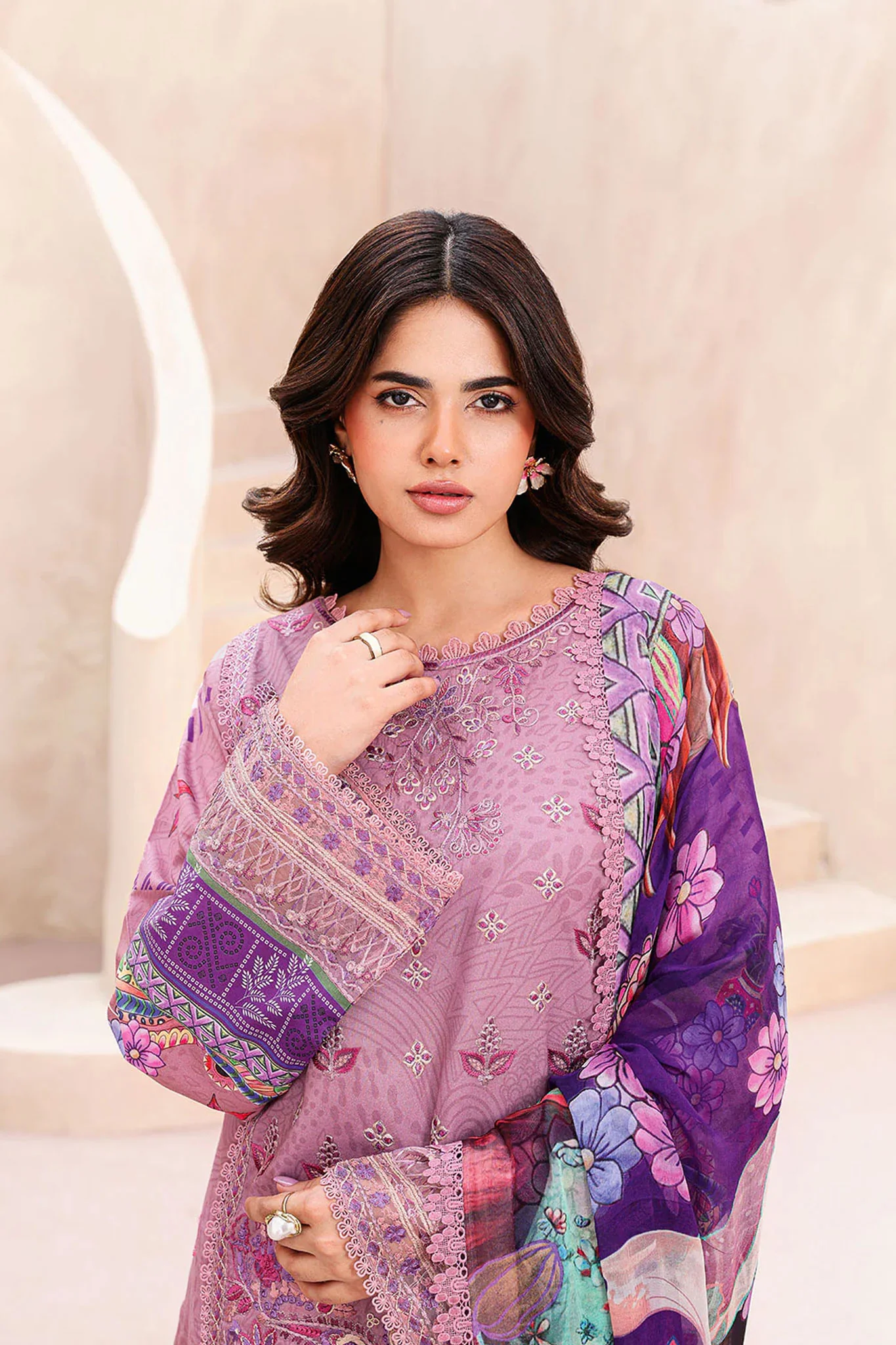 Mashaal By Ramsha Unstitched 3 Piece Luxury Lawn Vol-15 Suit-L-1508 - Image 2