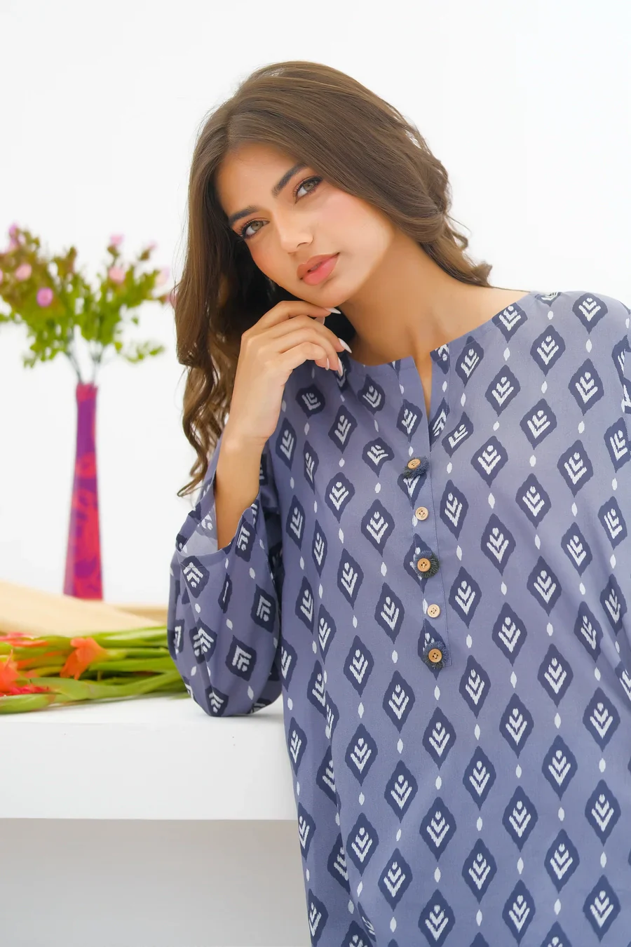 Dhaga Stitched 2 Piece Lawn Suit-Matching separate 0017 - Image 4