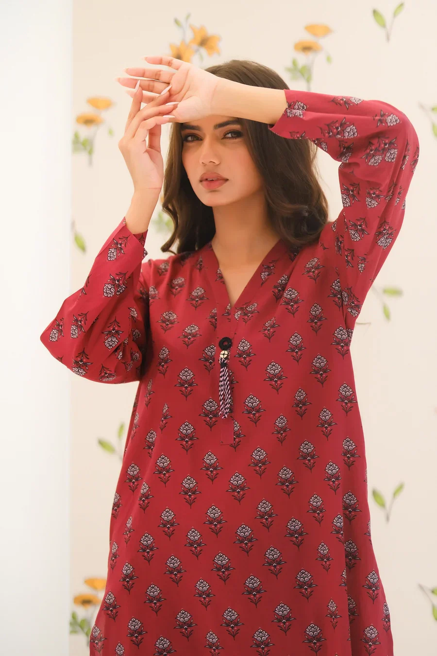 Dhaga Stitched 2 Piece Lawn Suit-Matching separate 0028 - Image 3