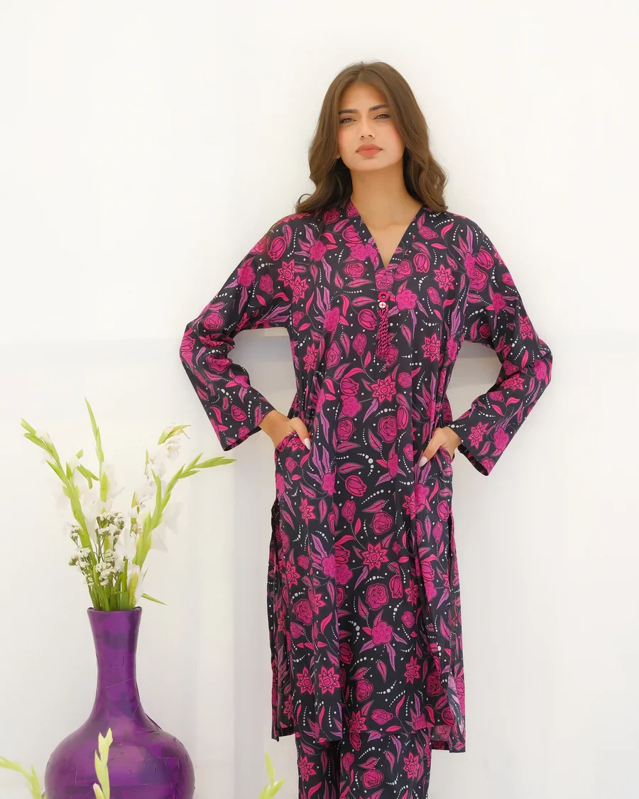 Dhaga Stitched 2 Piece Lawn Suit-Matching separate 0033 - Image 2