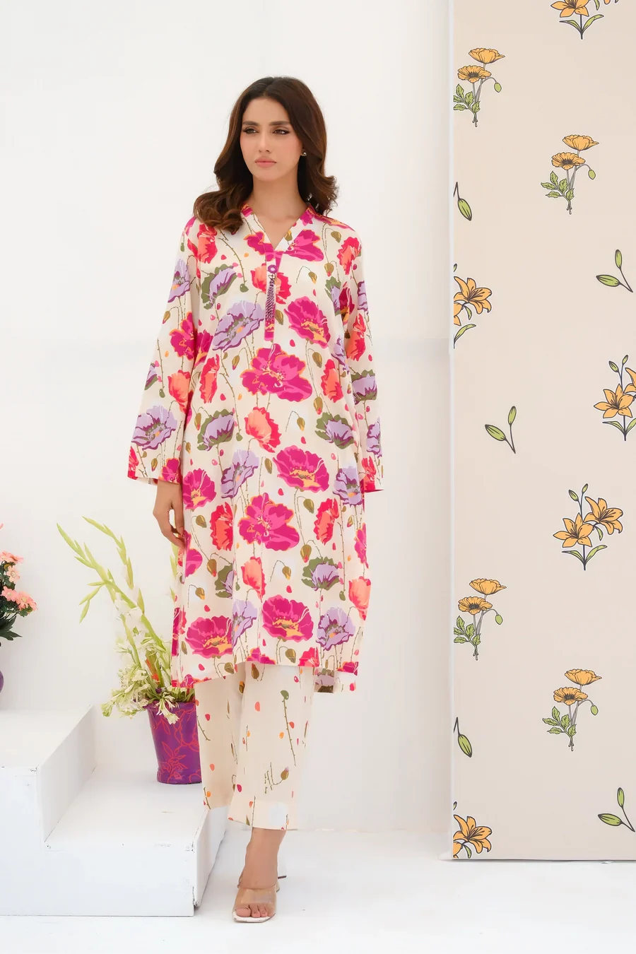 Dhaga Stitched 2 Piece Lawn Suit-Matching separate 0034 - Image 7