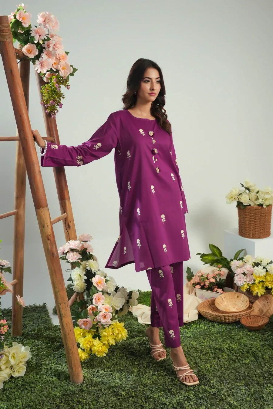 Dhaga Stitched 2 Piece Lawn Suit-Matching separate 0040