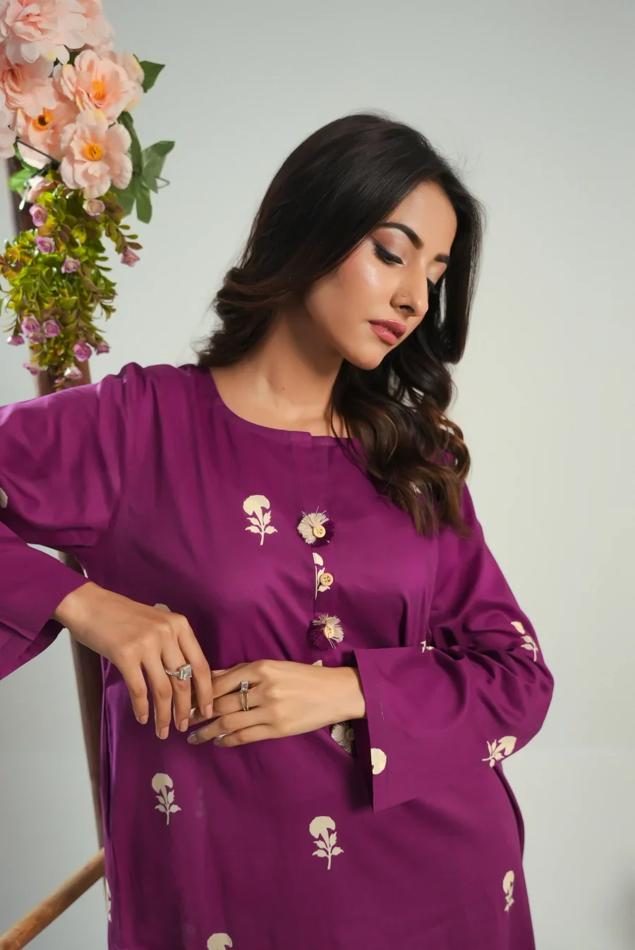 Dhaga Stitched 2 Piece Lawn Suit-Matching separate 0040 - Image 8