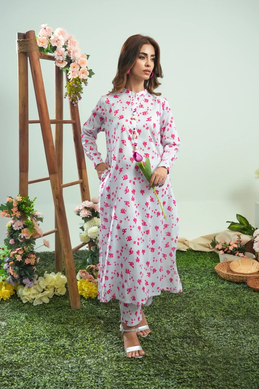Dhaga Stitched 2 Piece Lawn Suit-Matching separate 0041