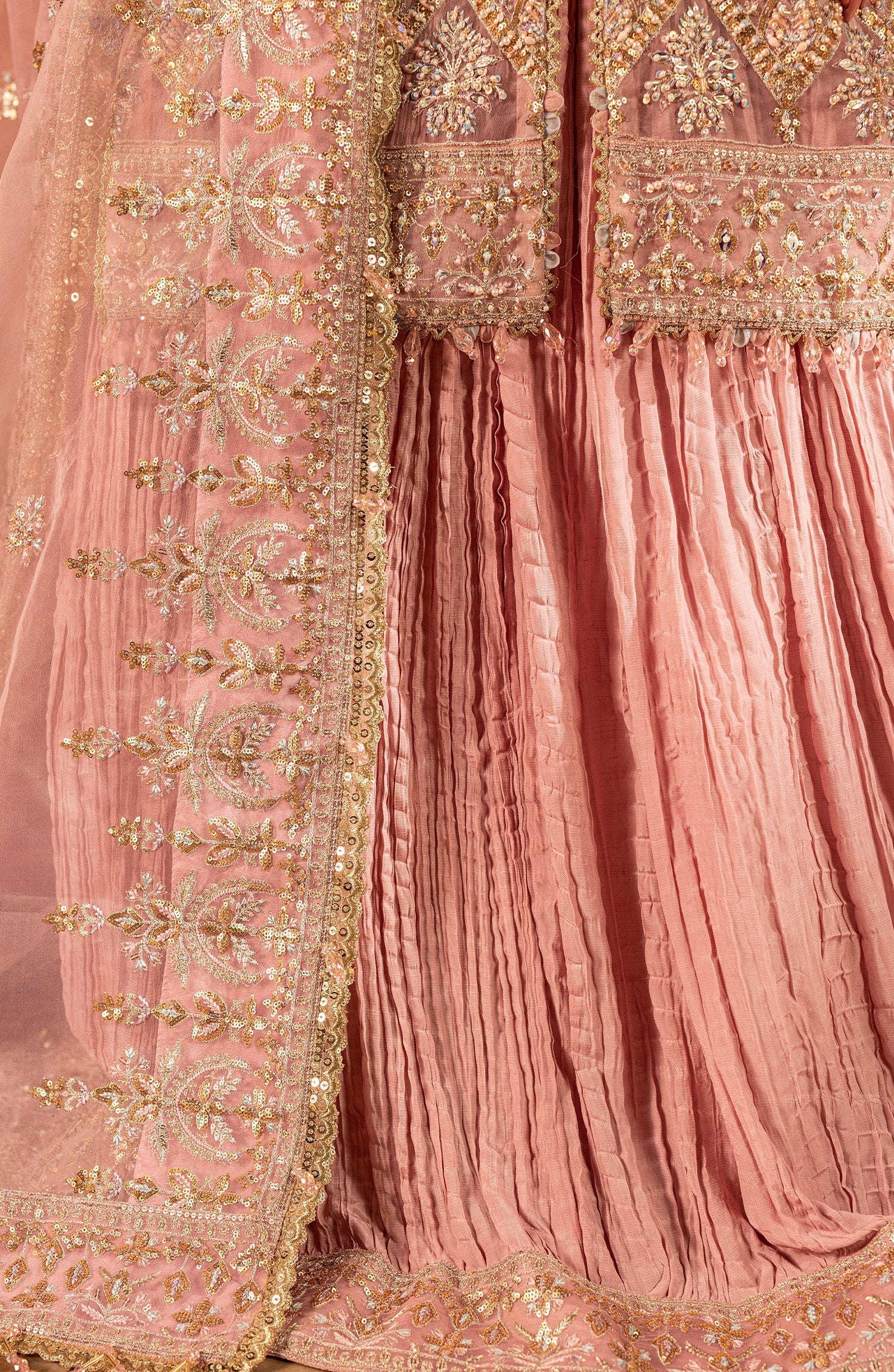 Aylin Unstitched 3 Piece Wedding Edit Suit-Mauve Mist Dress - Image 7