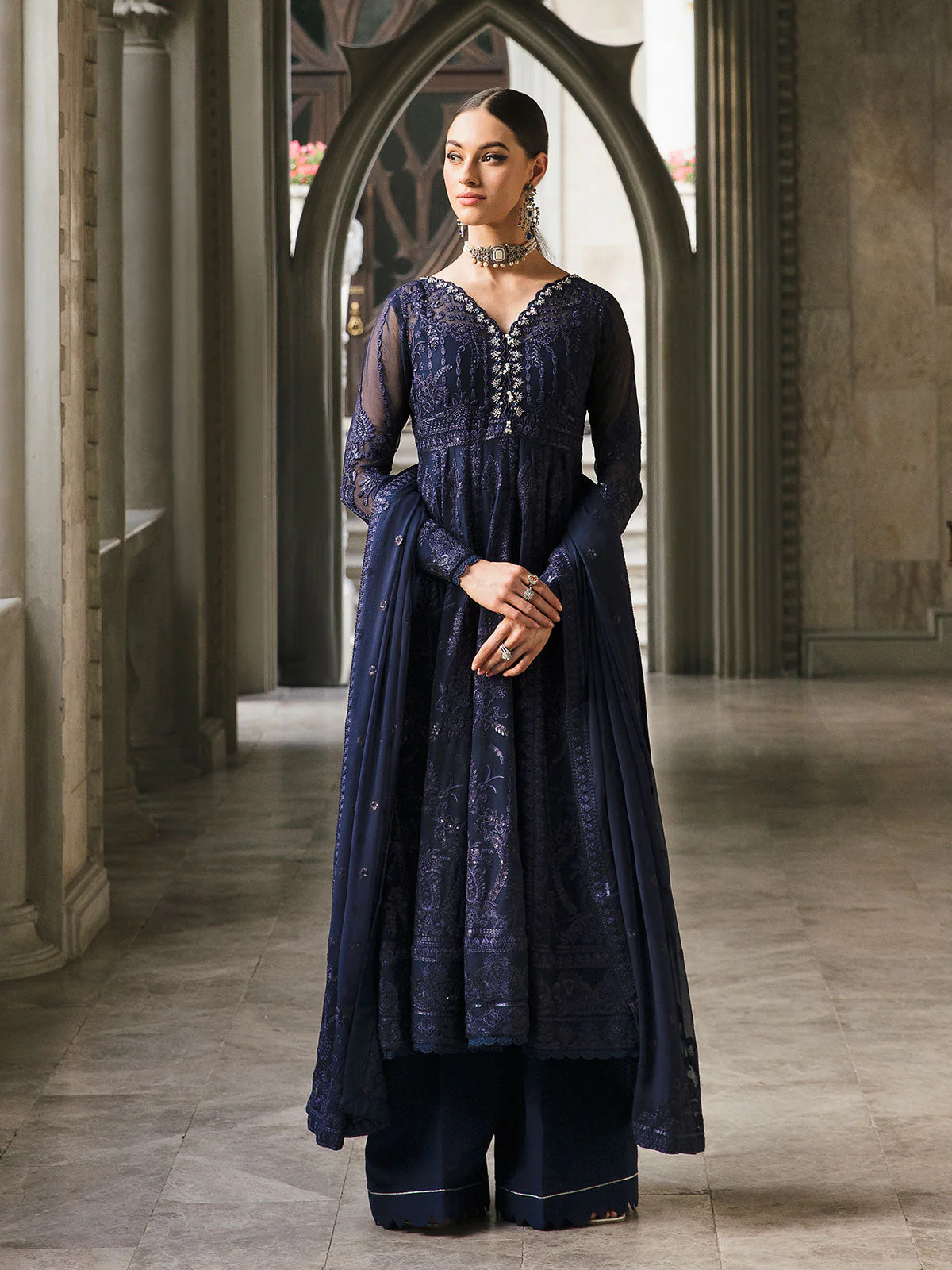 Gulaal Unstitched 3 Piece Emb Chiffon Eid Suit-Maya 05