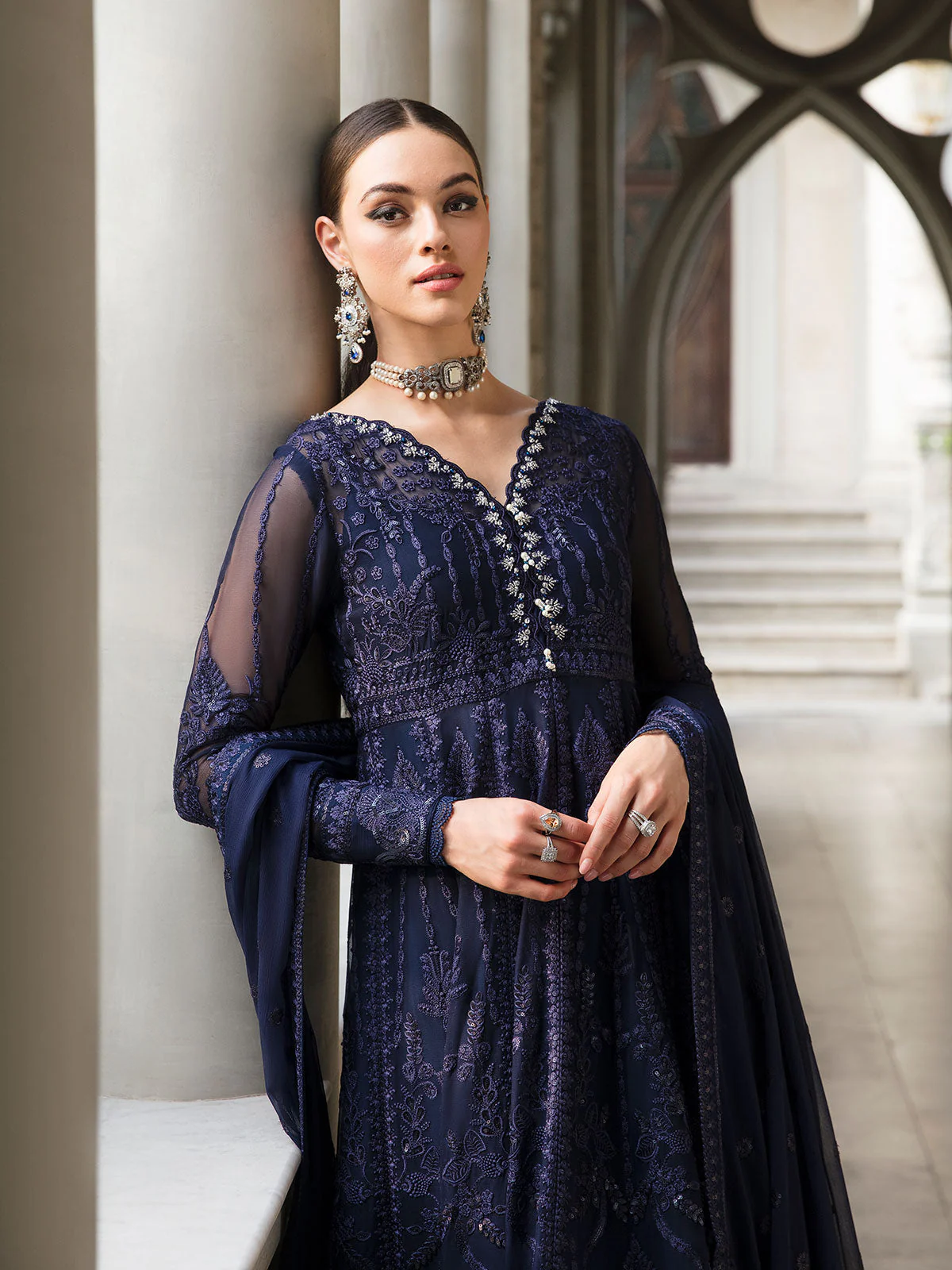 Gulaal Unstitched 3 Piece Emb Chiffon Eid Suit-Maya 05 - Image 5