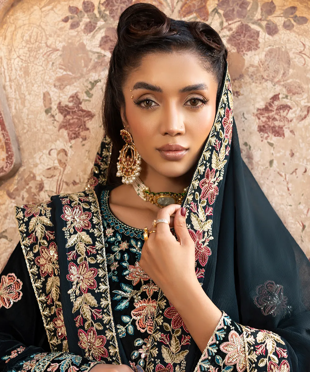 Makhmal By Mazil Stitched 3 Piece Formals Suit-Dastak - Image 8