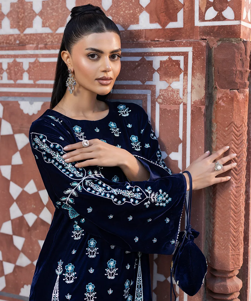 Makhmal By Mazil Stitched 3 Piece Formals Suit-Maisu - Image 10