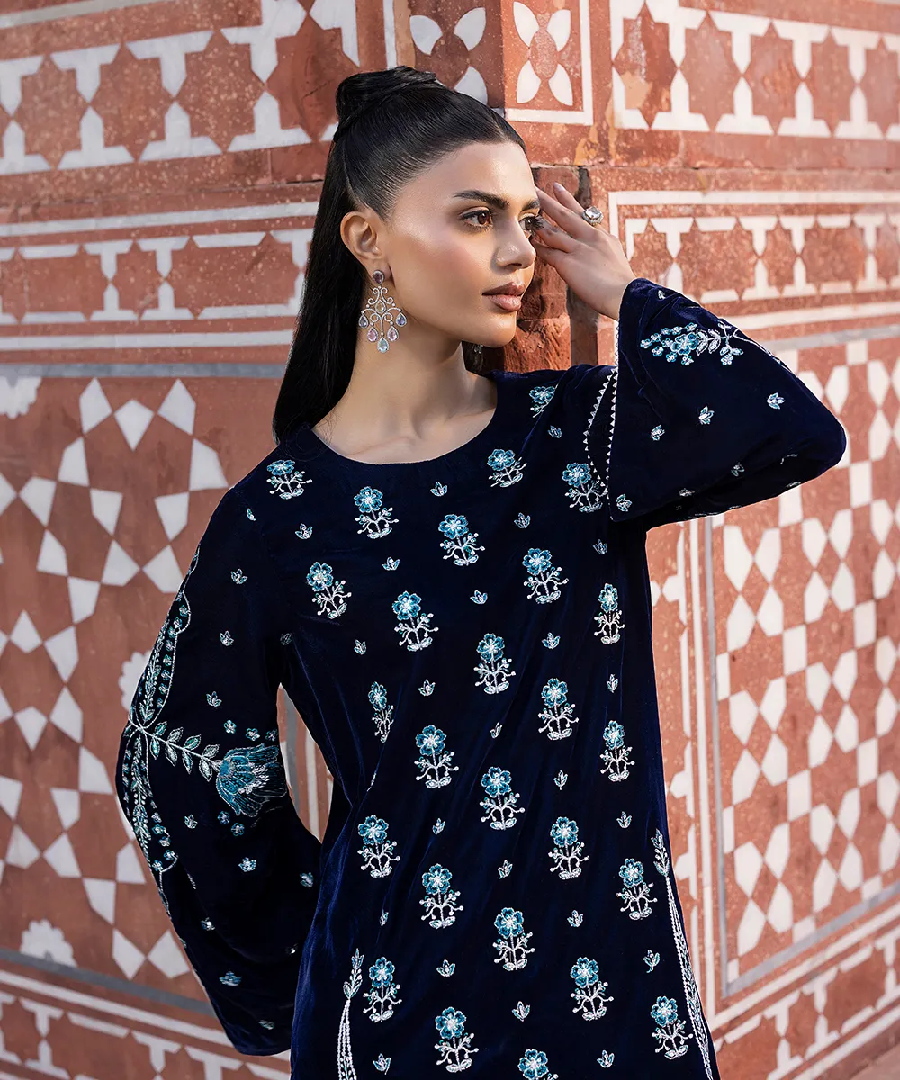 Makhmal By Mazil Stitched 3 Piece Formals Suit-Maisu - Image 11