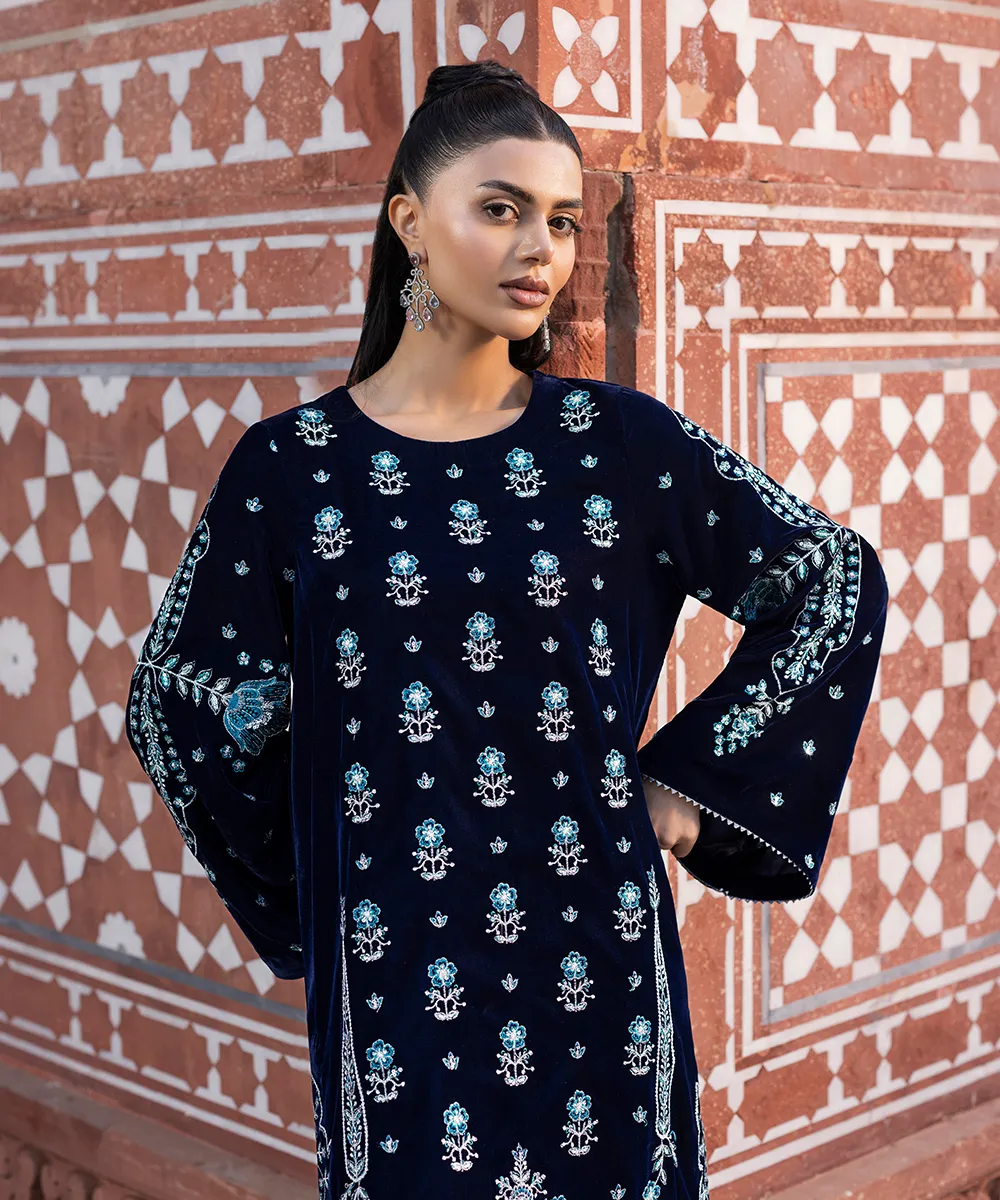 Makhmal By Mazil Stitched 3 Piece Formals Suit-Maisu - Image 12