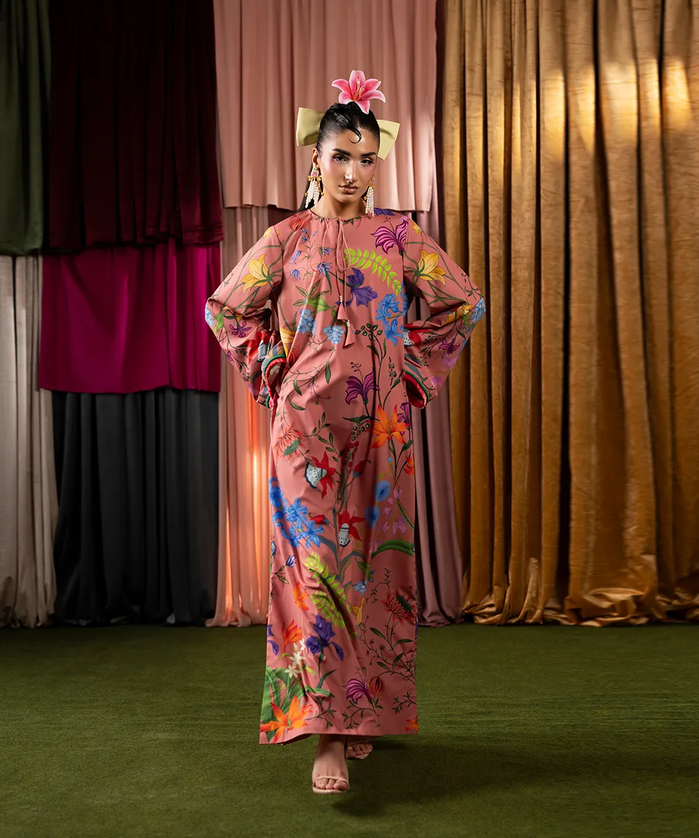 Print Therapy By Mazil Stitched Kaftan Suit-Peony - Image 4
