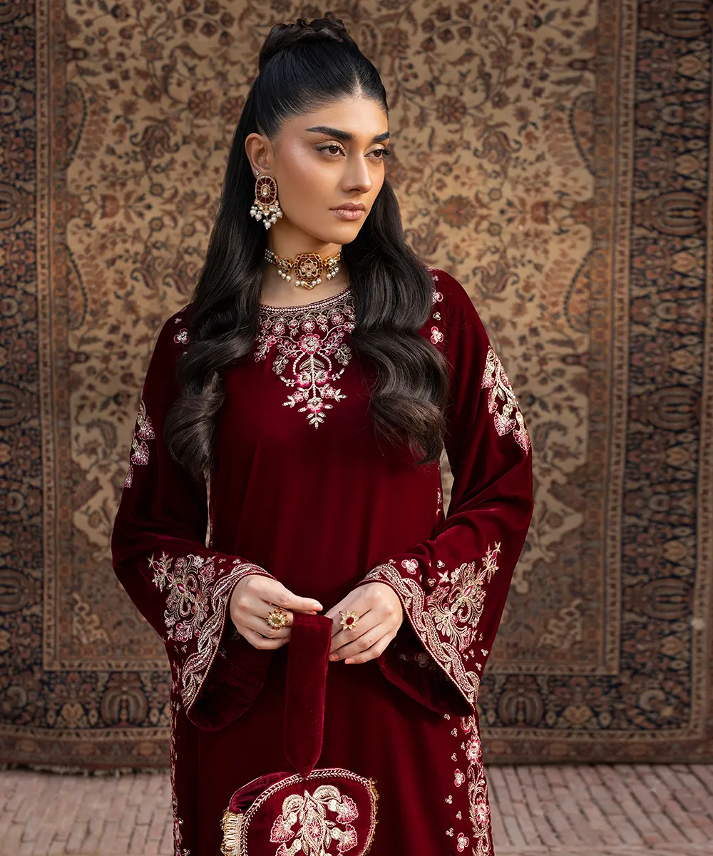 Makhmal By Mazil Stitched 2 Piece Formals Suit-Radha - Image 3