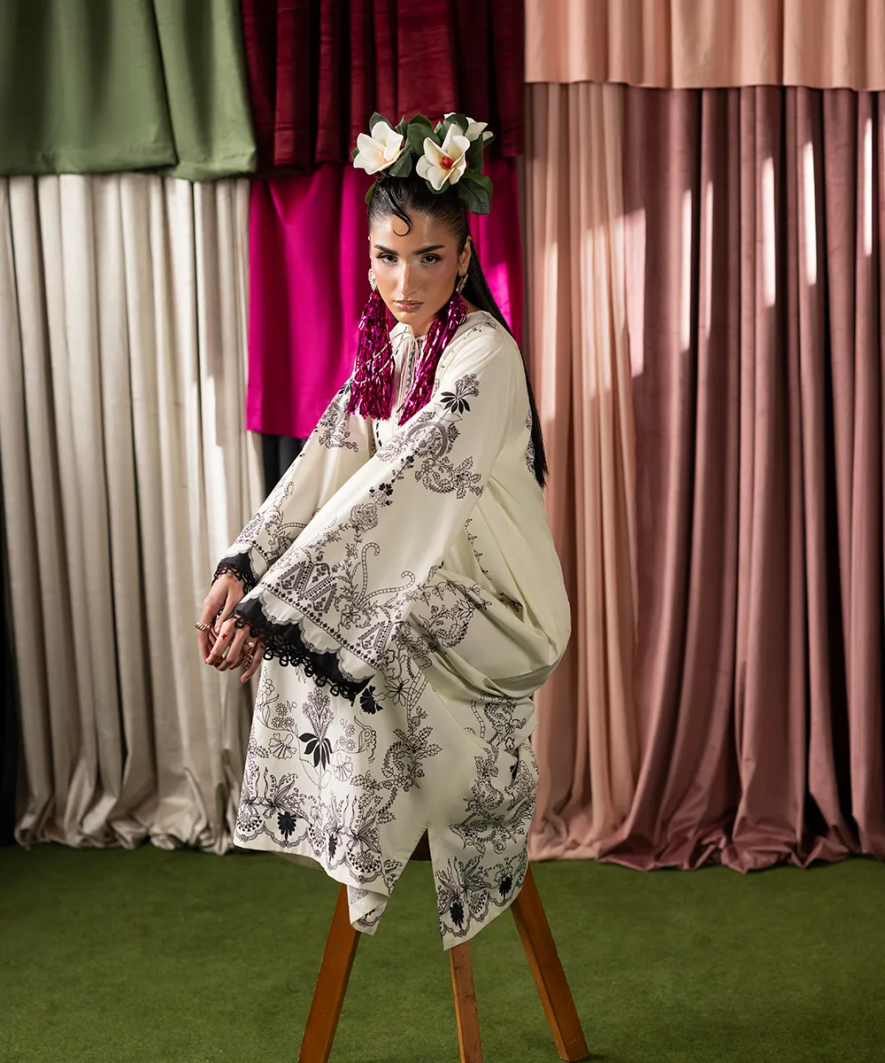 Print Therapy By Mazil Stitched Kaftan Suit-Snowdrop - Image 5