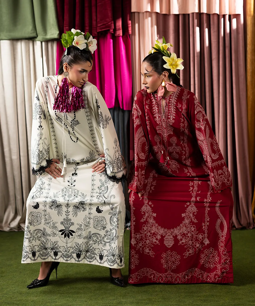 Print Therapy By Mazil Stitched Kaftan Suit-Snowdrop - Image 9