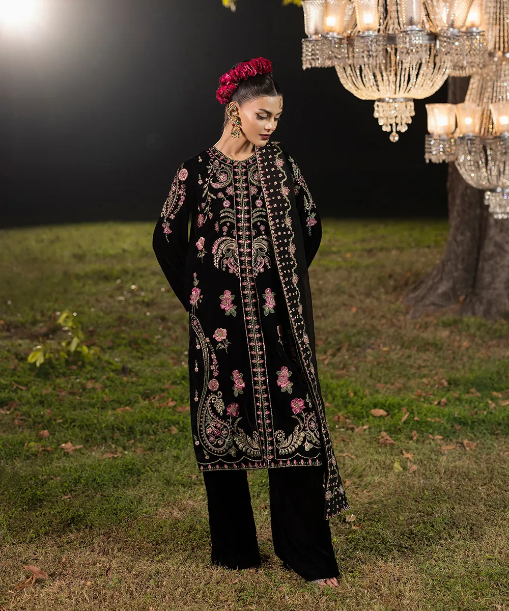 Makhmal By Mazil Stitched 3 Piece Formals Suit-Swabi - Image 2