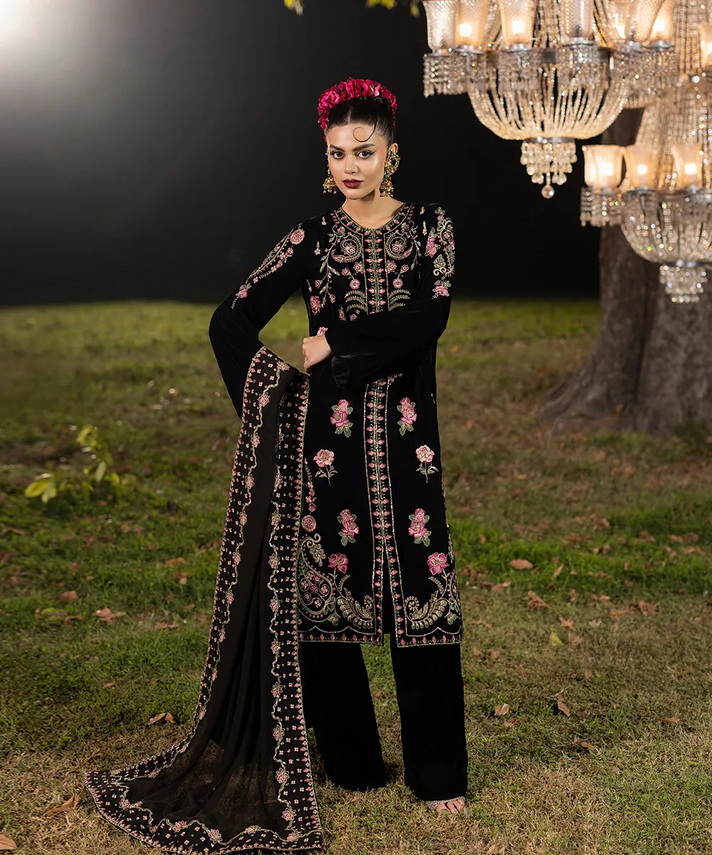 Makhmal By Mazil Stitched 3 Piece Formals Suit-Swabi - Image 7