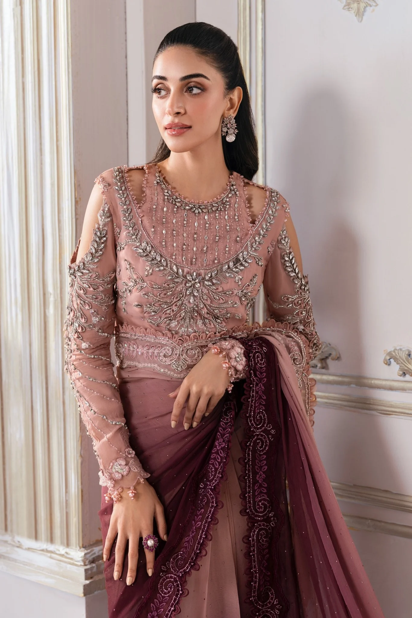 Mbroidered By Maria B Unstitched 3 Piece Wedding Suit-BD-3001 - Image 4