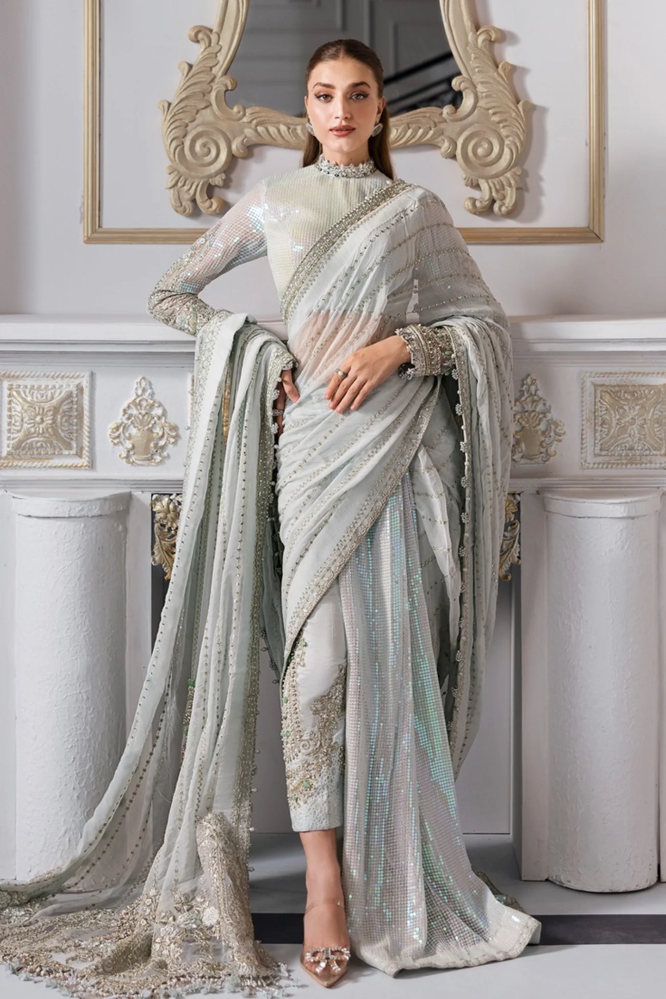 Mbroidered By Maria B Unstitched 3 Piece Wedding Suit-BD-3005 - Image 3