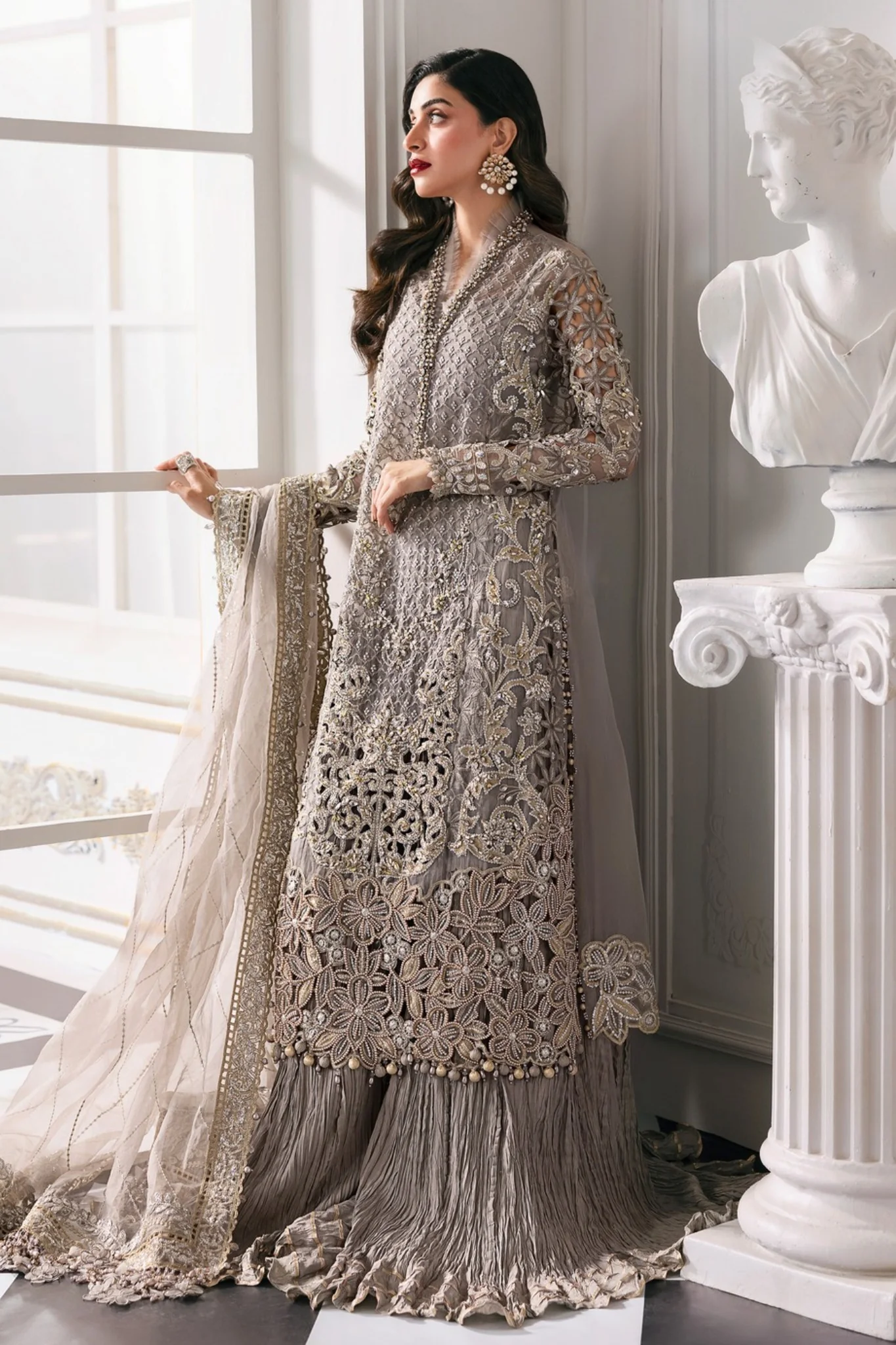 Mbroidered By Maria B Unstitched 3 Piece Wedding Suit-BD-3006 - Image 4